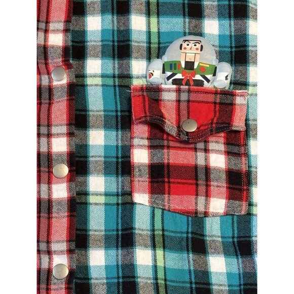 Disney Pixar Toy Story “Toy To The World” Christmas Flannel Snap Button Up XXL - Picture 11 of 15